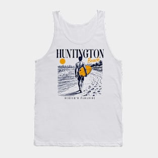 Vintage Surfing Huntington Beach, California // Retro Surfer Sketch // Surfer's Paradise Tank Top